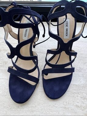 Steve Madden Navy Suede Lace-Up Cutout High Heels